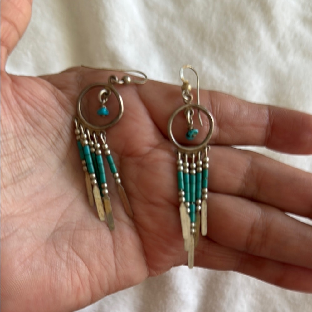 Silver and Turquoise Dangle Earrings